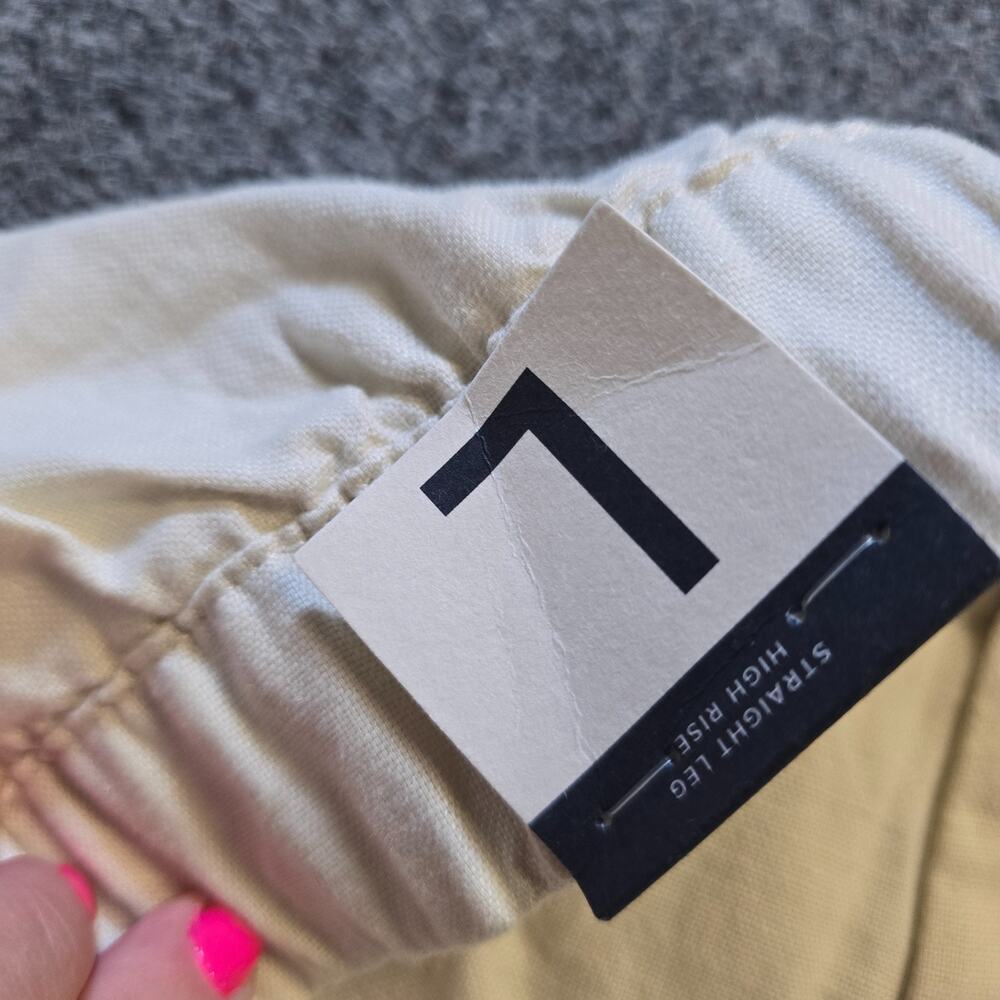 GAP Pants Womens Size Large Off White Straight Leg Linen Blend Cropped Casual - Picture 6 of 12
